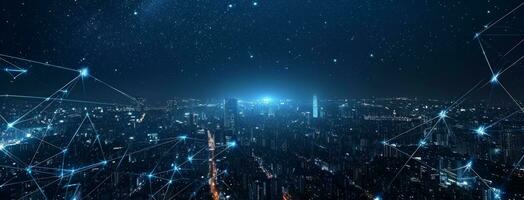 AI generated global urban city light up in the night city animation photo