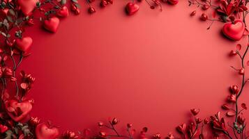 AI generated red Valentine's day background with copy space photo