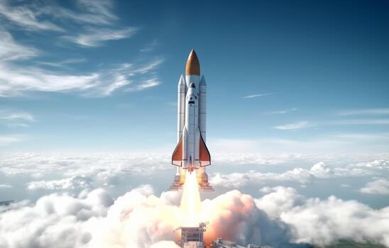 AI generated animation of a space launch cloud photo