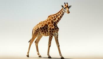 AI generated Giraffe standing in African savannah, looking at camera generated by AI photo