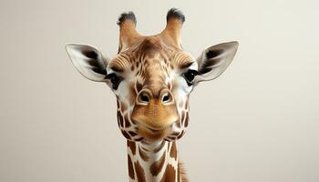 AI generated Giraffe, a cute mammal, looking at camera in the wild generated by AI photo