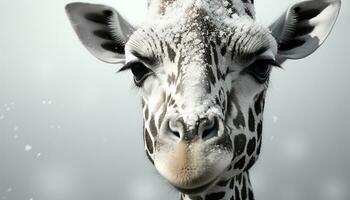 ai generado jirafa, naturaleza belleza, en pie alto en África sabana generado por ai foto