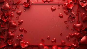 AI generated red Valentine's day background with copy space photo