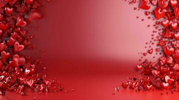 AI generated red Valentine's day background with copy space photo