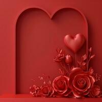 AI generated red Valentine's day background with copy space photo