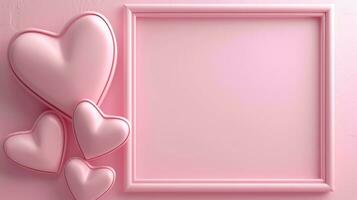 AI generated pink Valentine's day frame background with copy space photo