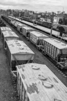 Photography to theme railway track after passing train on railroad photo