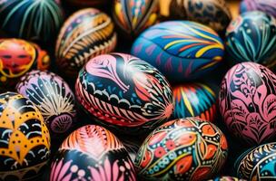 AI generated a variety of colorful painted easter eggs photo