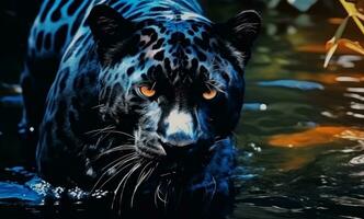 AI generated black panther, african animal photo