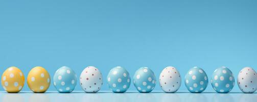 AI generated easter egg line up with blue background photo