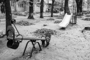 Photography on theme empty playground equipment for kids photo