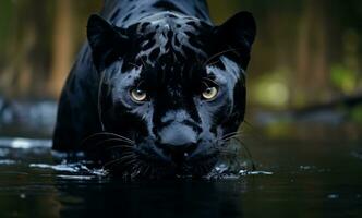 AI generated a image of a black panther in the water photo