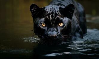 AI generated a image of a black panther in the water photo