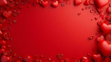 AI generated red Valentine's day background with copy space photo