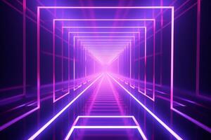 AI generated neon tunnel for intro neon rainbow neon light background photo