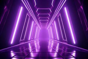 AI generated neon tunnel for intro neon rainbow neon light background photo