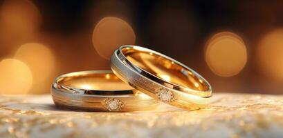 AI generated gold white wedding rings photo