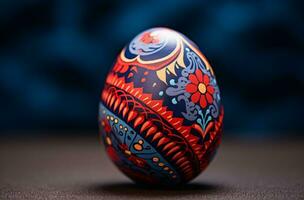 AI generated colorful painted easter egg with pattern photo