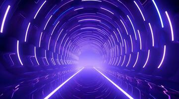 AI generated neon tunnels for science fiction photo