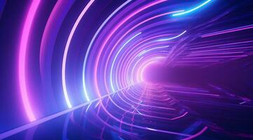 AI generated ethereal neon tunnels in the dark neon tunnel and blue photo