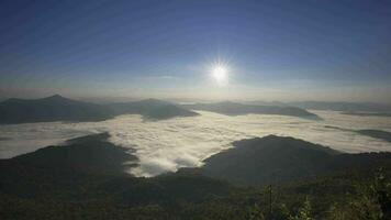 foggy and cloudy on mountain view located at thailand video