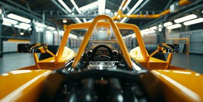 AI generated the cockpit of an empty racing room photo