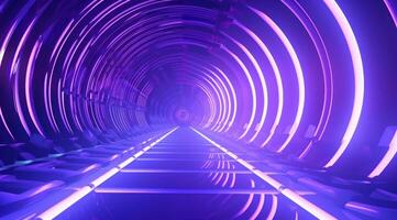 AI generated neon tunnels for science fiction photo