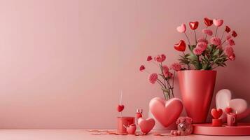 AI generated valentine's day poster template with large copy space for text photo
