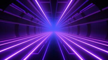 AI generated neon tunnel in the dark with blue and pink neon lights photo