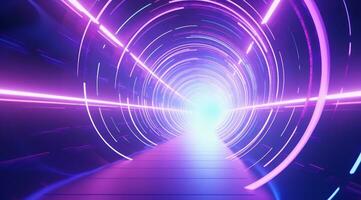 AI generated neon tunnels for science fiction photo