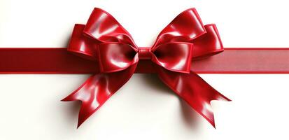 AI generated red ribbon with bow isolated on white background photo
