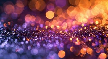 AI generated shiny light background of bokeh reflections and glitter photo