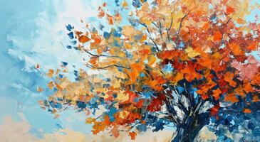 AI generated a painting of a colorful leaf tree photo