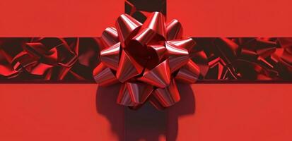 AI generated a red ribbon with a bow on top photo