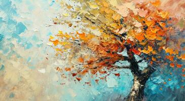 AI generated a painting of a colorful leaf tree photo