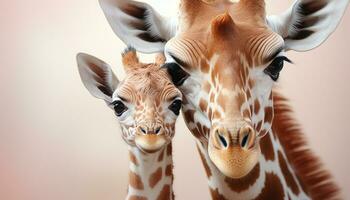 AI generated Cute giraffe looking at camera, beauty in nature generated by AI photo