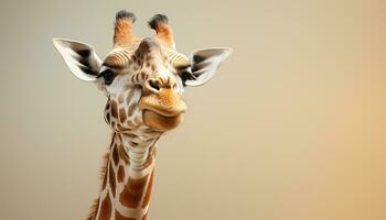 AI generated Giraffe standing tall, looking cute, in African wilderness generated by AI photo