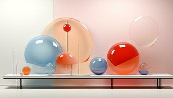 ai generado moderno dibujos animados ilustración de un azul globo volador adentro generado por ai foto