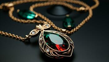 AI generated Shiny gemstone necklace, a symbol of elegance and glamour generated by AI photo