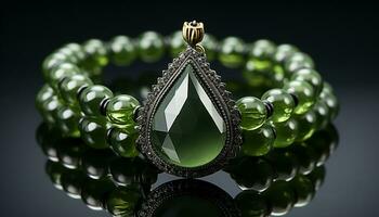 AI generated Shiny gemstone necklace reflects elegance and glamour, a precious gift generated by AI photo