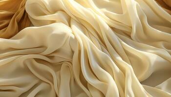 AI generated Smooth satin waves create elegant, flowing yellow silk backdrop generated by AI photo