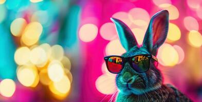 AI generated an image of a bunny wearing sunglasses photo