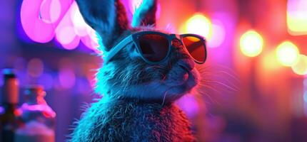 AI generated an image of a bunny wearing sunglasses photo