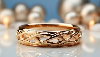 AI generated Shiny gold jewelry, a symbol of love and elegance generated by AI photo