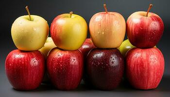 AI generated Fresh apple slice, juicy and vibrant, on clean table generated by AI photo