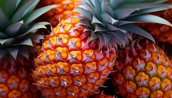 AI generated Freshness and sweetness of ripe pineapple, a healthy tropical snack generated by AI photo