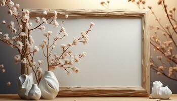 AI generated Spring blossoms bring freshness and elegance to the rustic home generated by AI photo