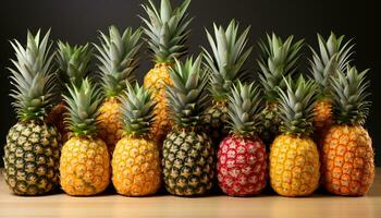 AI generated Freshness and sweetness of tropical fruit in a vibrant arrangement generated by AI photo