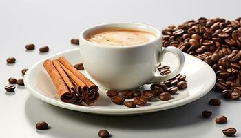 AI generated Freshness in a cup, hot coffee brings comfort and warmth generated by AI photo