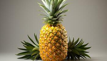 AI generated Fresh, ripe pineapple slice a tropical, healthy summer snack generated by AI photo